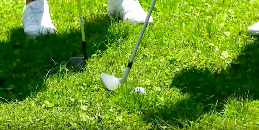 Natalie Gulbis hitting a flyer lie