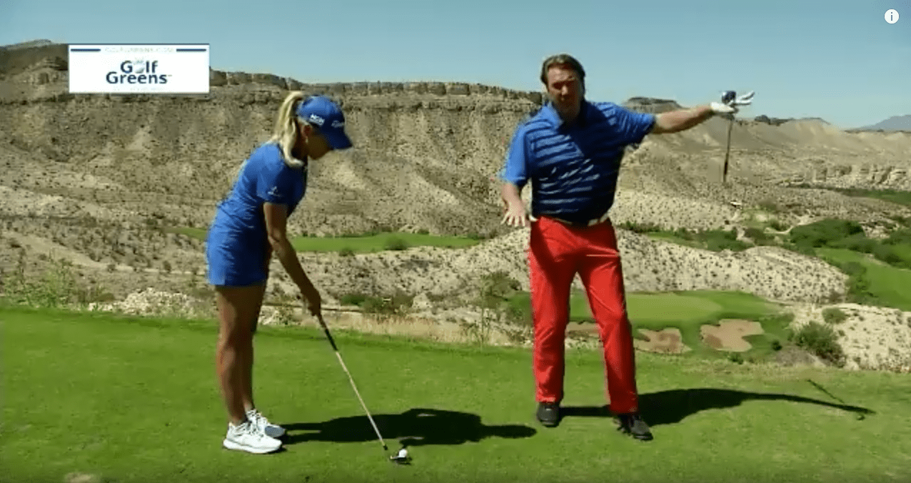 Natalie Gulbis and Jimmy Hanlin talking wind speed on 18 Holes