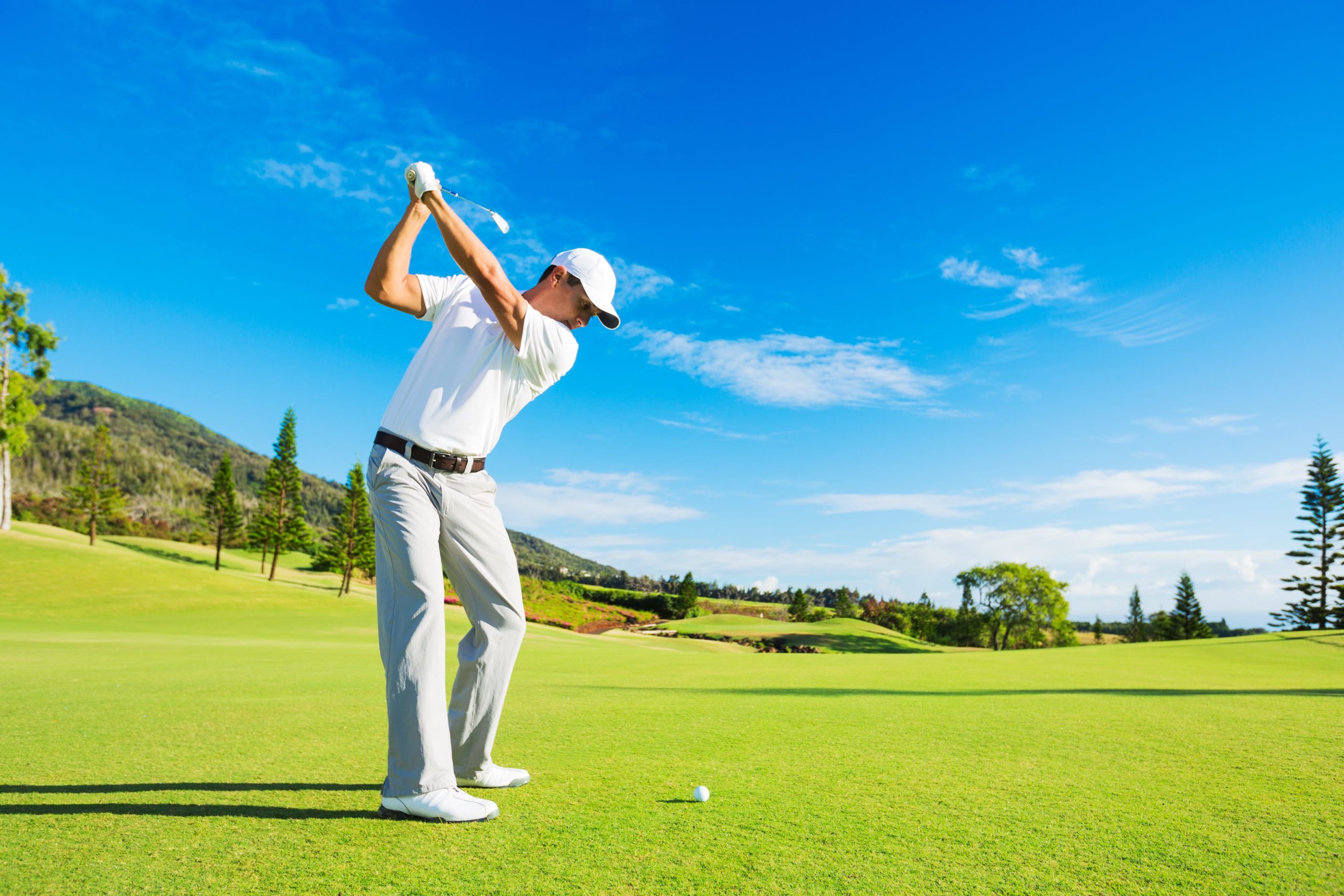 Golfer taking a swing