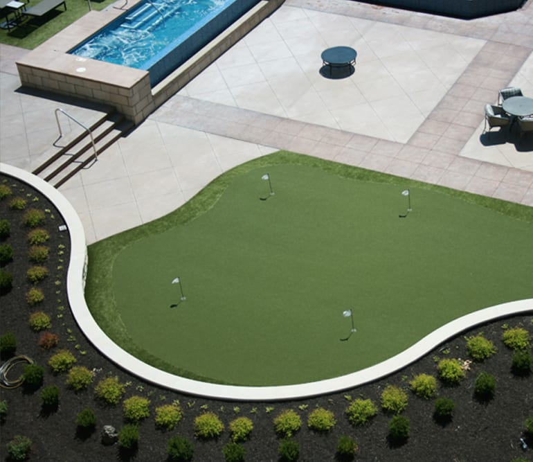 Putting green created with GolfGreens True Putt 10/11 at City Place at Westport in Overland Park, Kansas